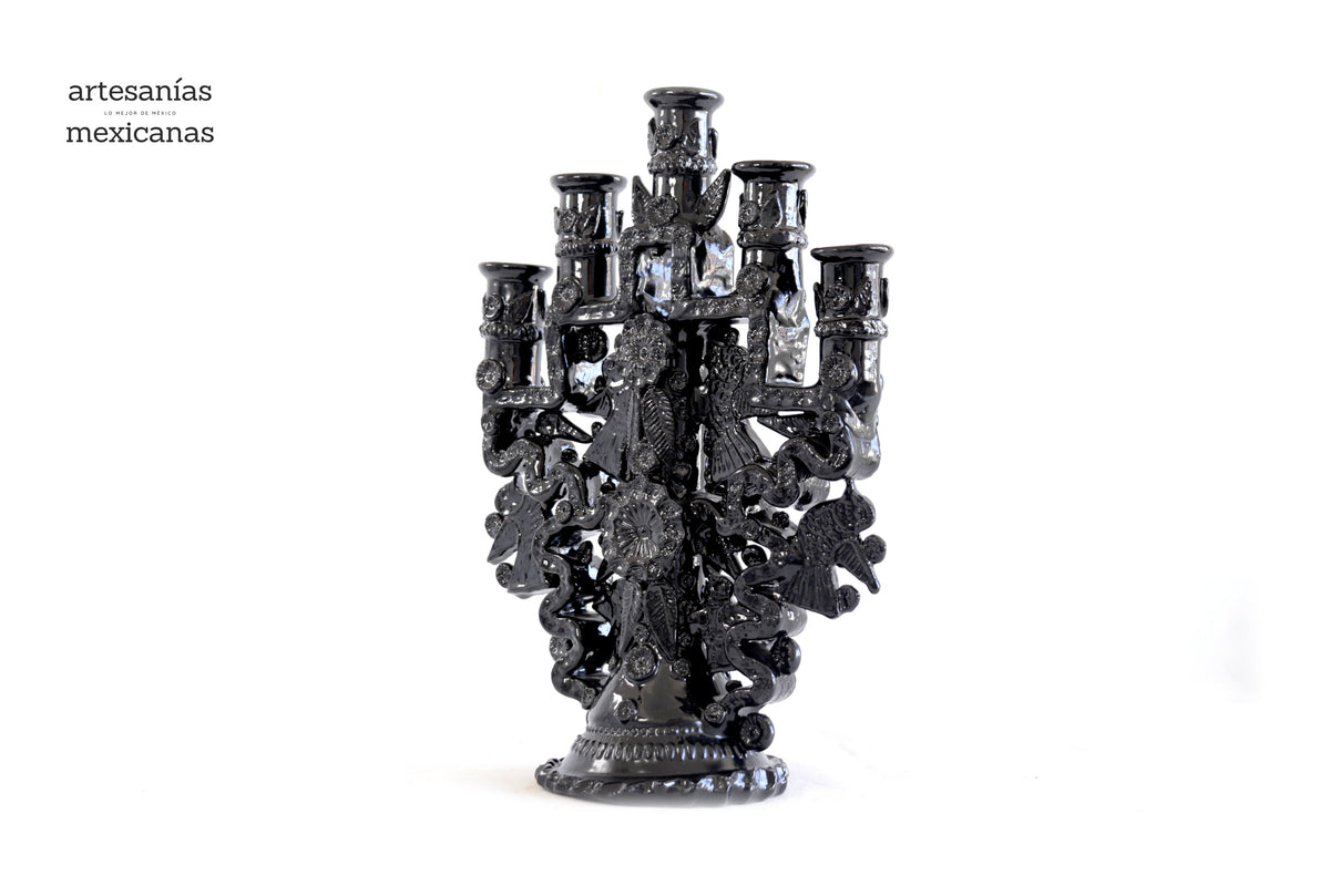 Candelero de 5 velas negro - 26 cm. 10.2 in