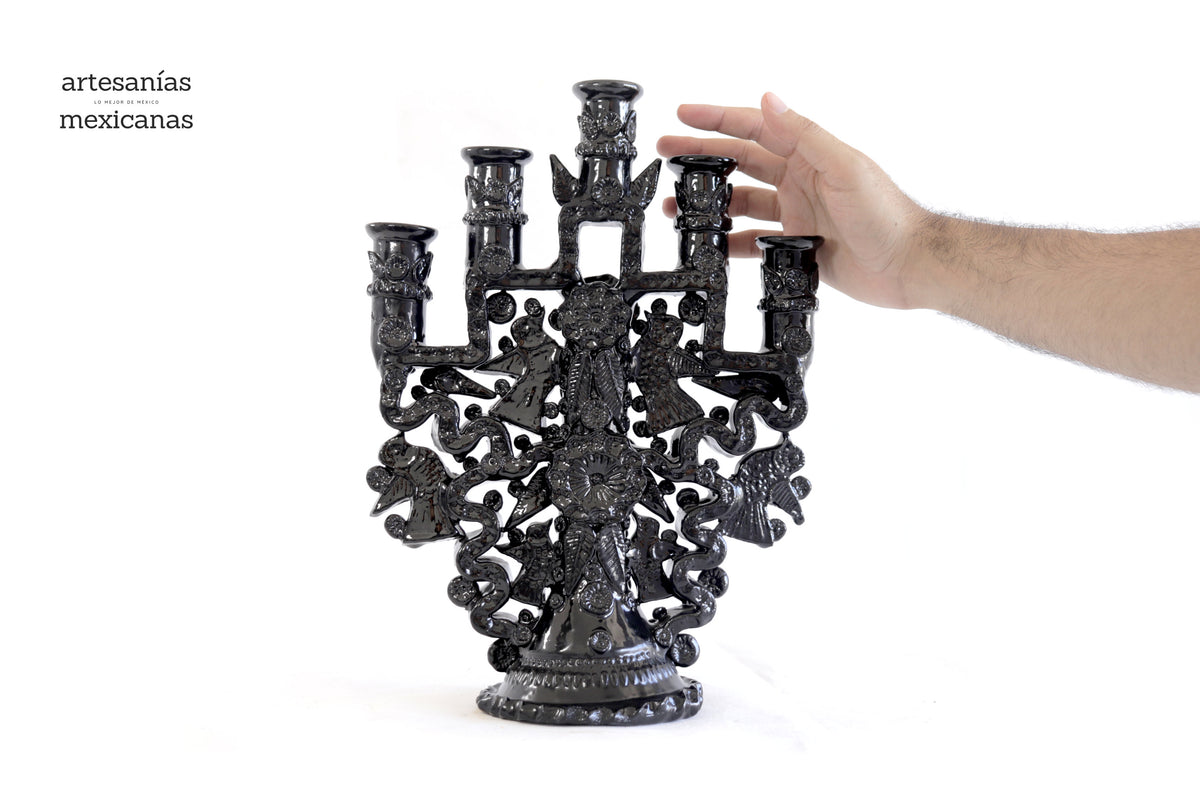 Candelero de 5 velas negro - 26 cm. 10.2 in