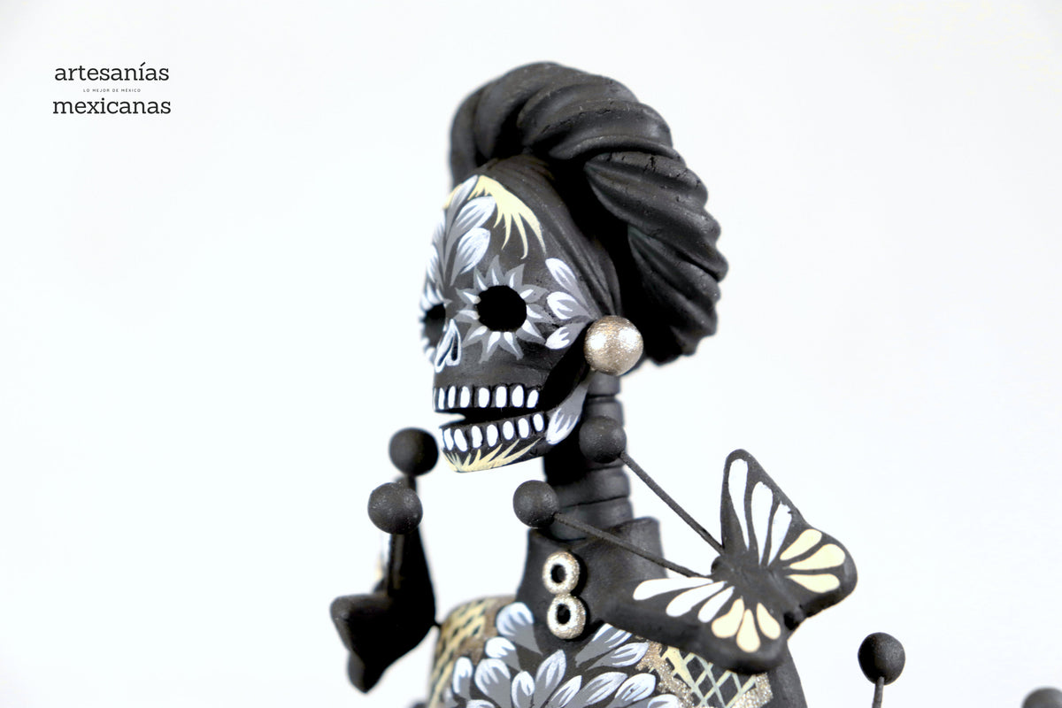 Catrina de mariposas grises y amarillas - 30 cm. 12 in.