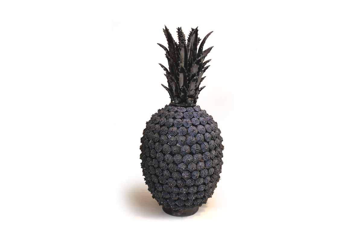 Piña michoacana de barro - Rosales azules - 104 cm. 41 in.