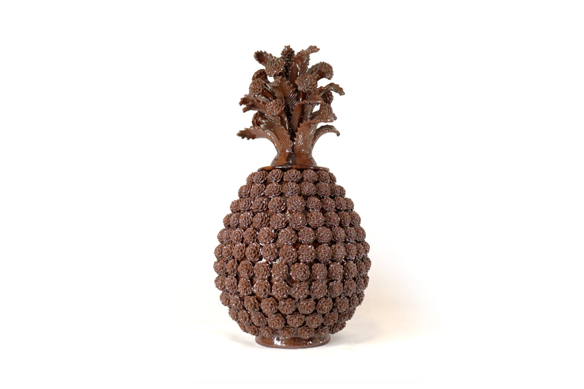 Piña michoacana de barro - Rosales marrones - 66 cm. 26 in.