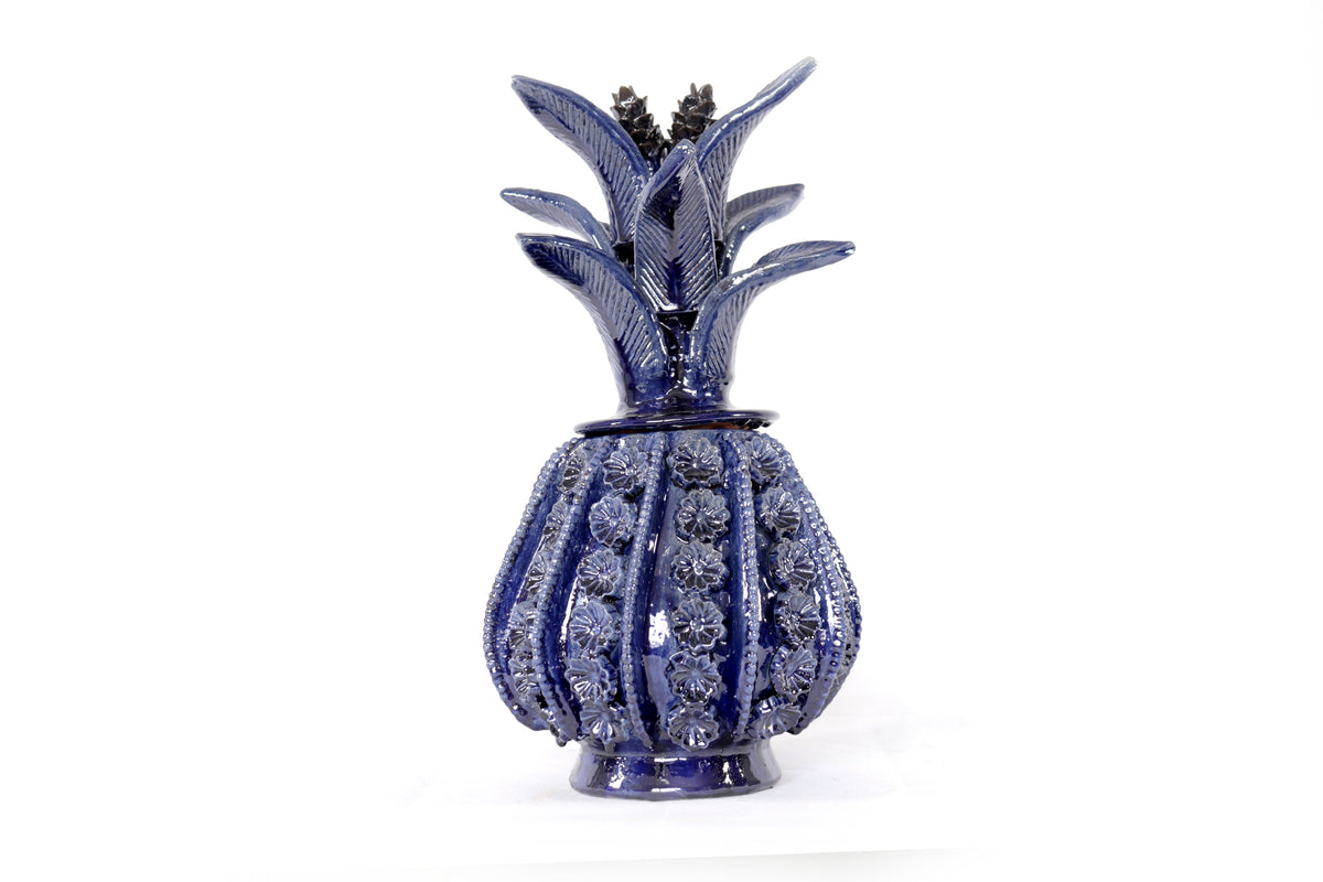 Piña biznaga con flores azules - 37 cm. 14.5 in.