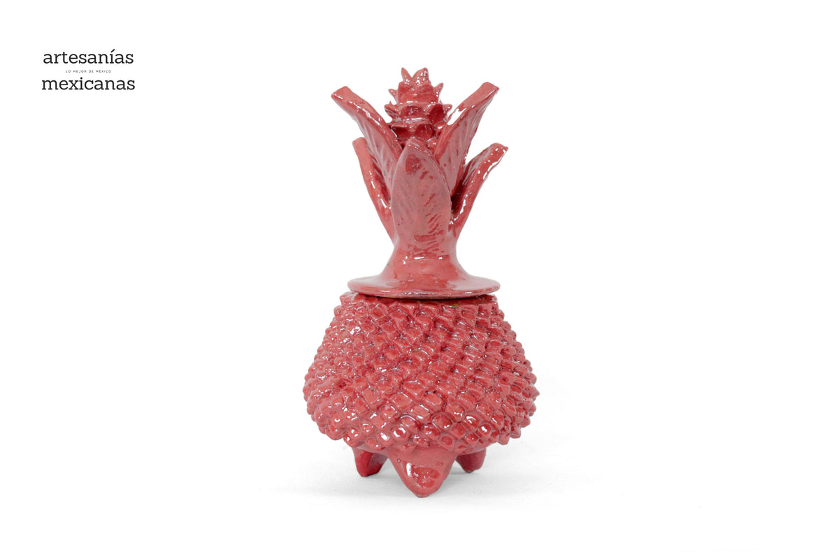 Piña roja de barro vidriado - 19 cm. 7.7 in.