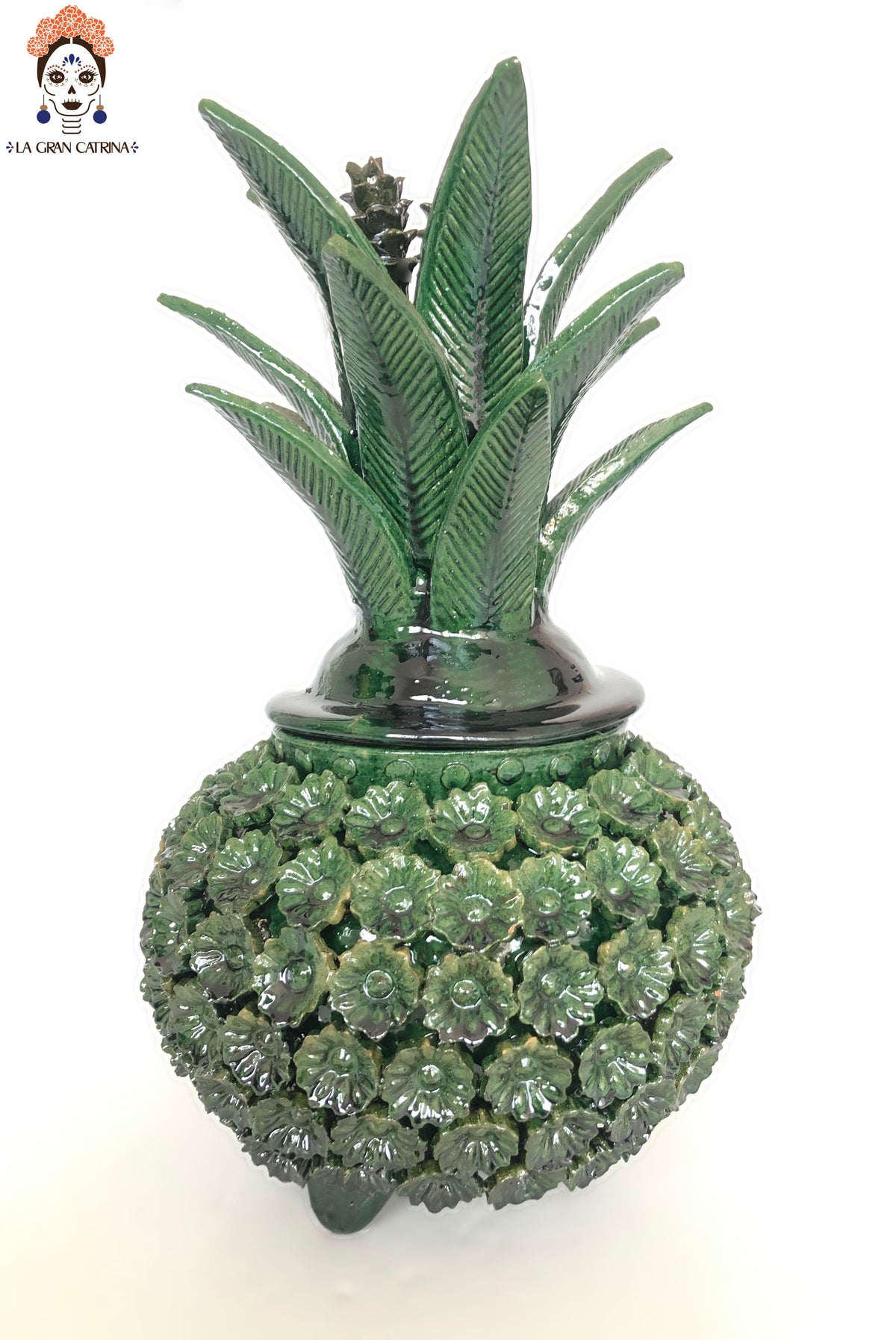 Piña michoacana de barro - Verde de Flores - Tangancícuaro - 45 cm. 18 in.